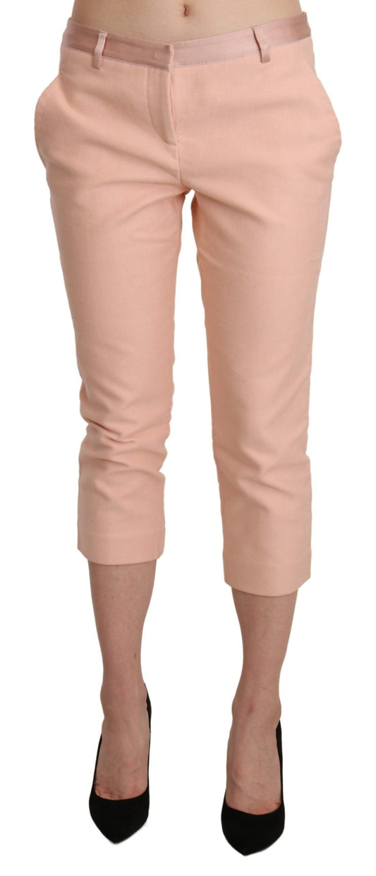 Ermanno Scervino Pink Low Waist Skinny Cropped Capri Women's Pants