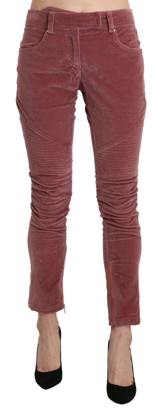 Ermanno Scervino Red Mid Waist Skinny Cotton Women's Pants