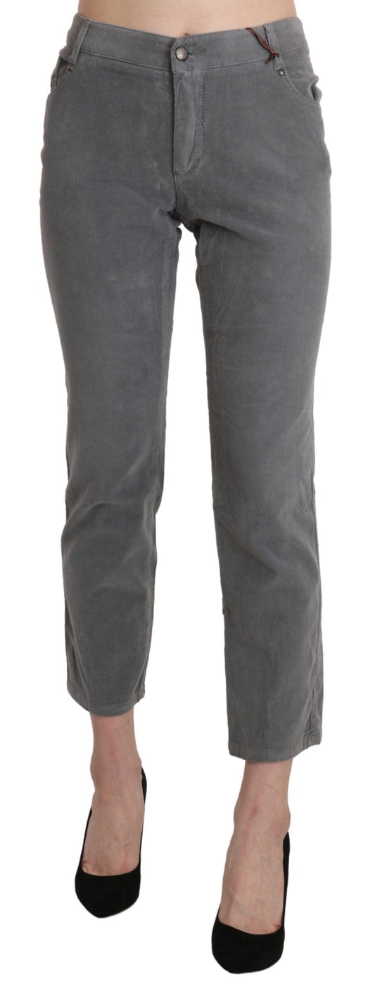Ermanno Scervino Gray Cropped Cotton Stretch Trouser Women's Pants