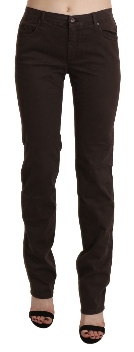 Ermanno Scervino Brown Mid Waist Skinny Slim Trouser Cotton Women's Jeans