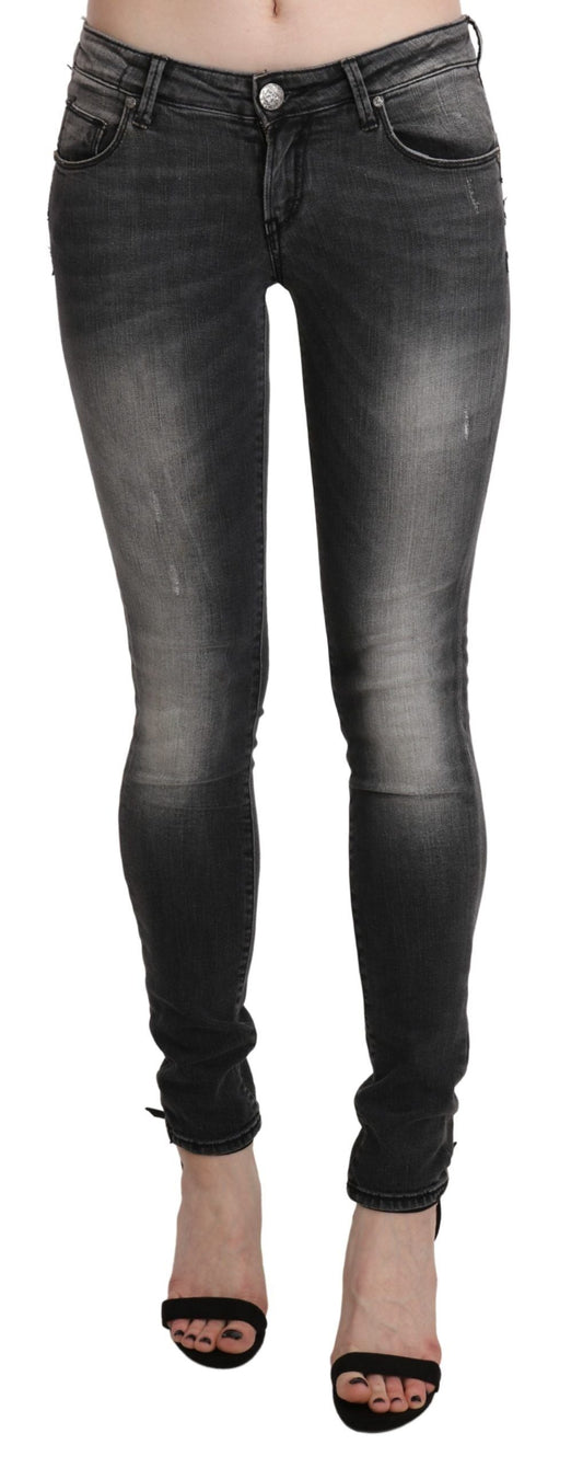 Acht Black Gray Washed Skinny Trouser Cotton Women's Jeans