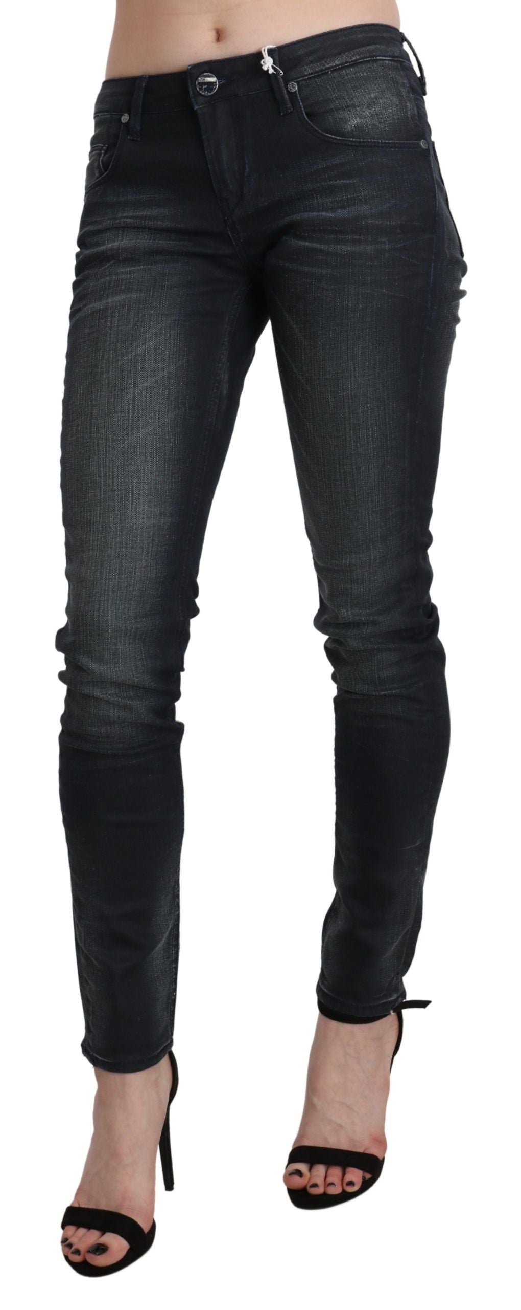 Acht Blue Washed Low Waist Skinny Denim Women's Trouser