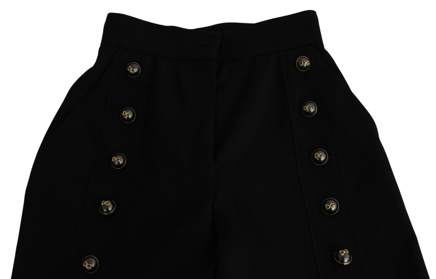 Dolce & Gabbana Black Wide Wool Leg Cropped Trouser Women's Pant