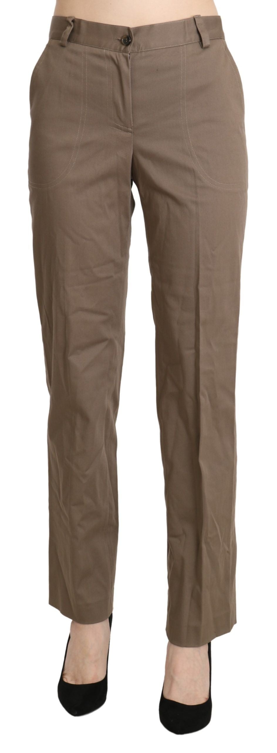 BENCIVENGA Brown High Waist Straight Dress Trouser Women's Pants