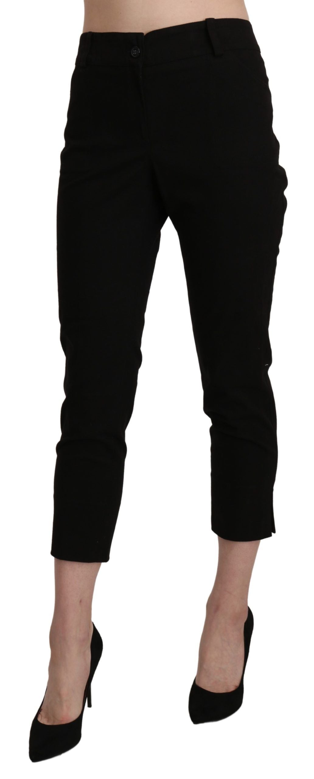 BENCIVENGA Black High Waist Skinny Cropped Dress Trouser Women's Pants