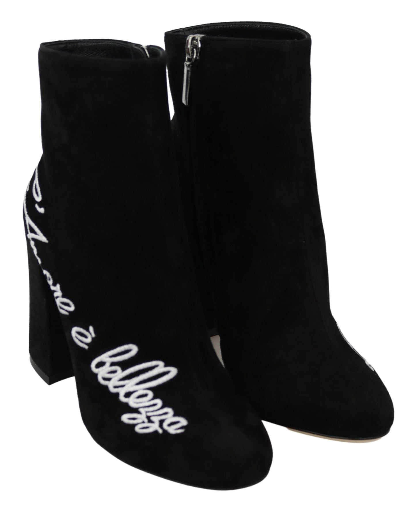 Dolce & Gabbana Black Suede L'Amore E'Bellezza Boots Women's Shoes
