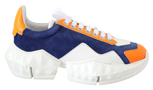 Jimmy Choo Diamond Blue Orange Leather Women's Sneaker