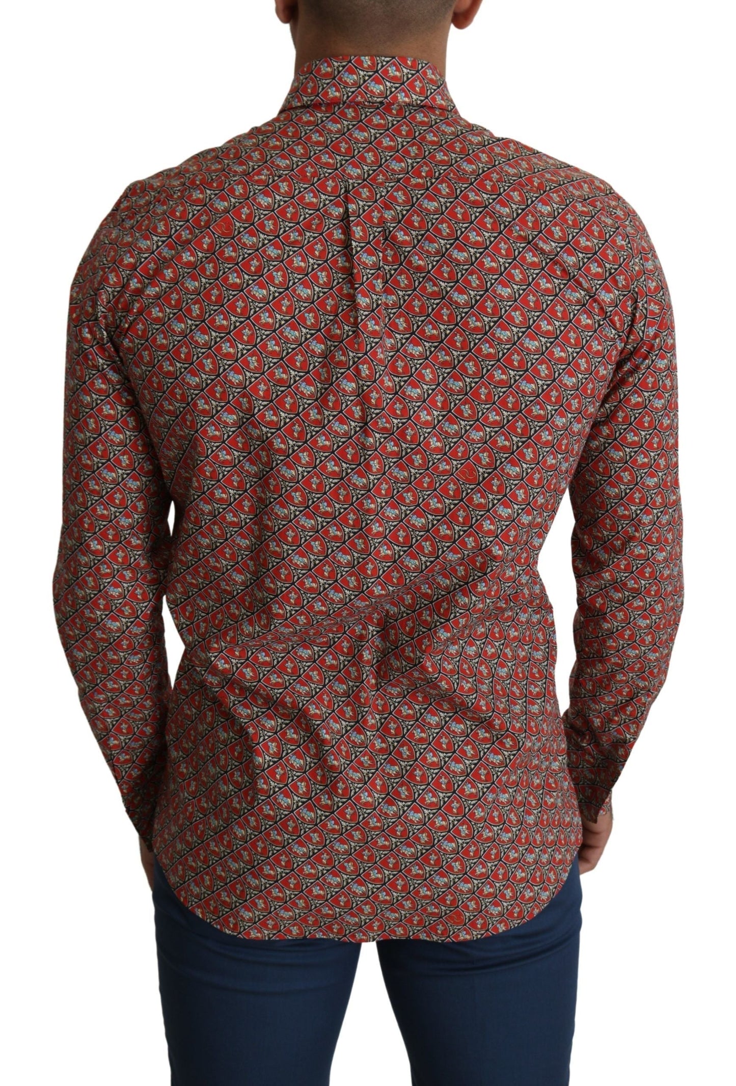 Dolce & Gabbana Red Printed Knight Formal Dress MARTINI Men's Shirt