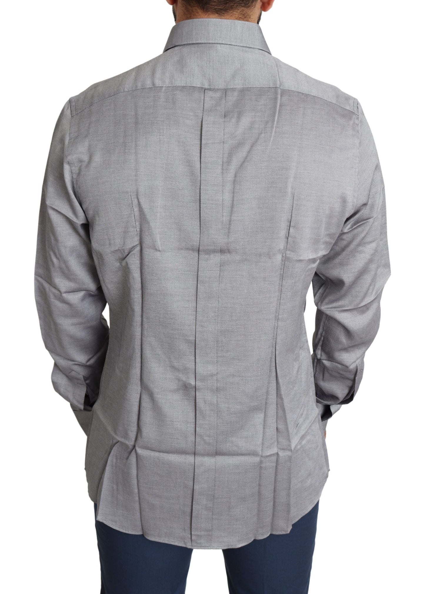 Dolce & Gabbana Gray Cotton Men Formal GOLD Dress Men's Shirt