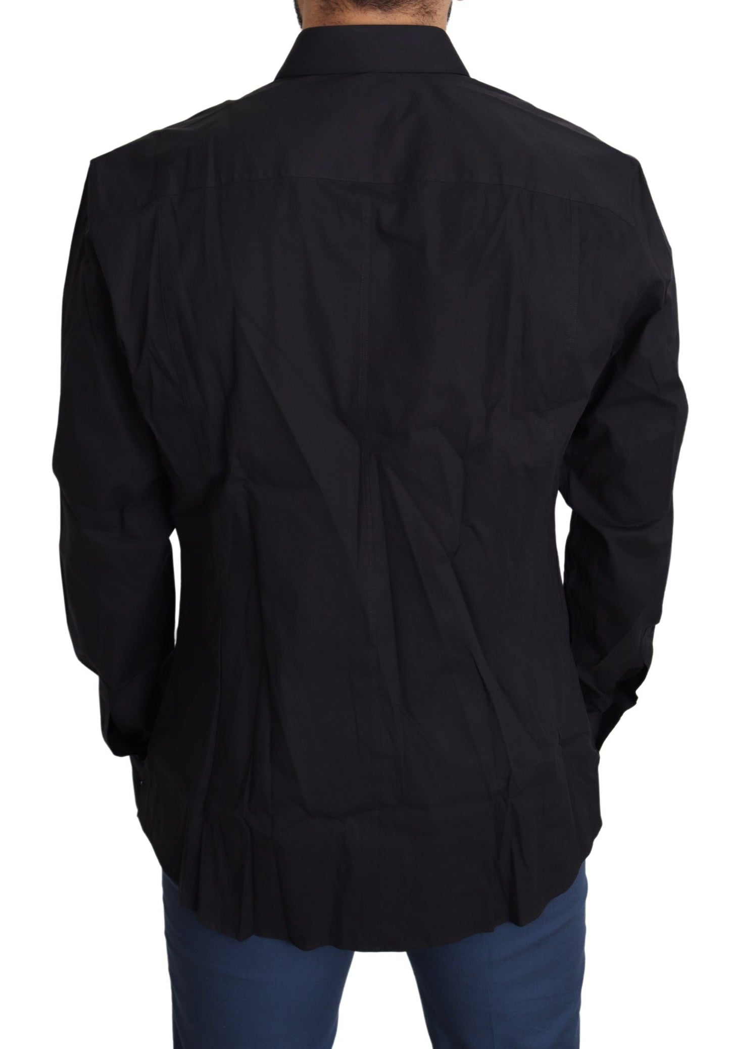 Dolce & Gabbana Black Cotton Stretch Dress SICILIA Men's Shirt