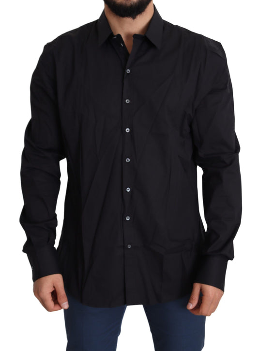 Dolce & Gabbana Black Cotton Stretch Dress SICILIA Men's Shirt