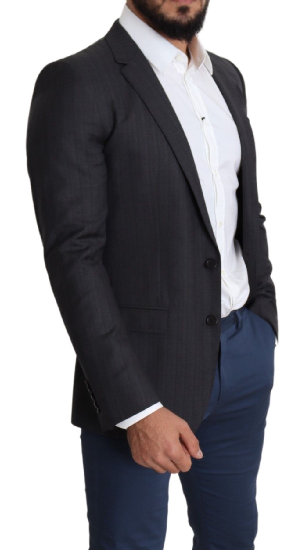 Dolce & Gabbana Black Wool Single Breasted Coat MARTINI Men's Blazer