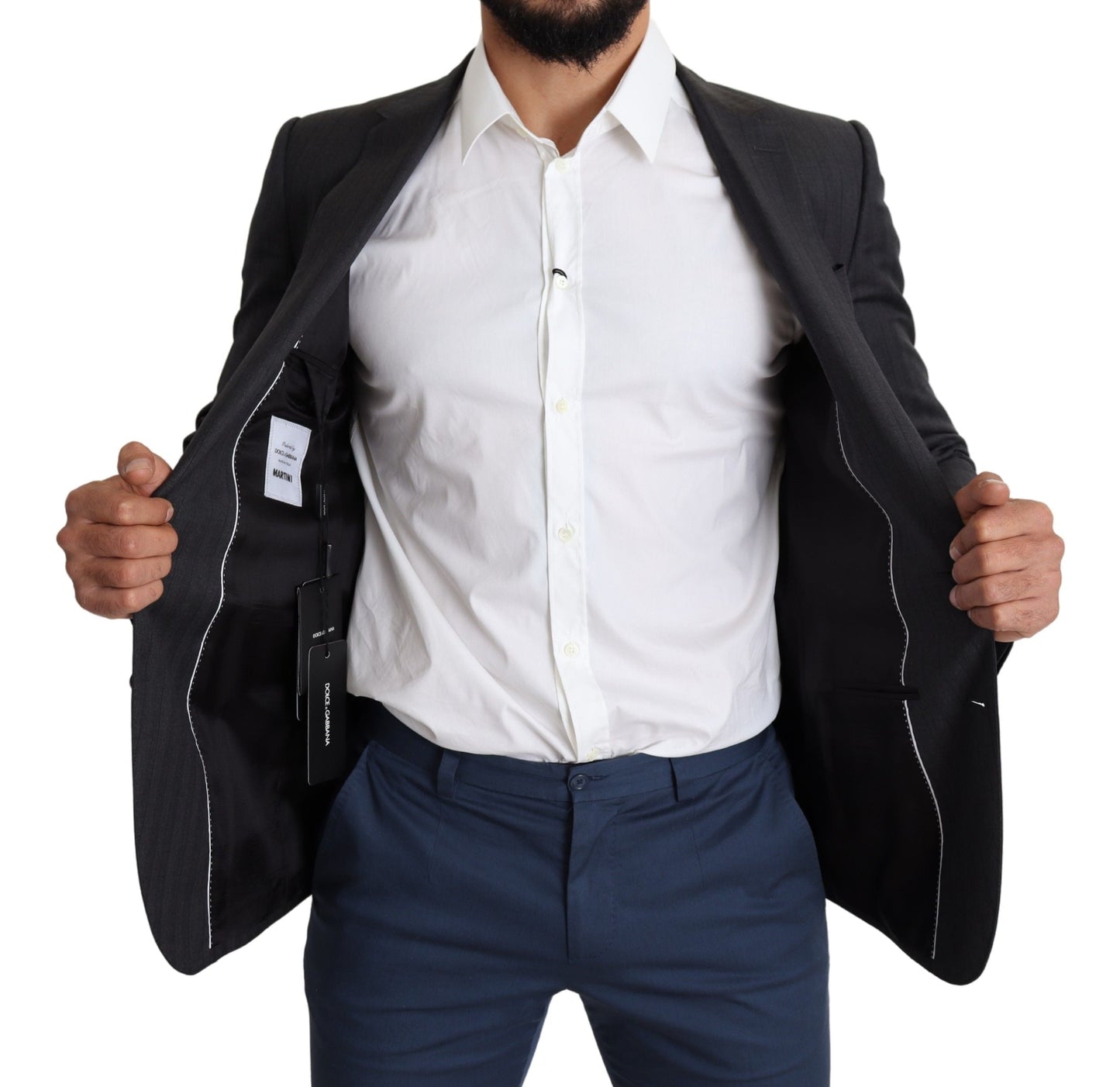 Dolce & Gabbana Black Wool Single Breasted Coat MARTINI Men's Blazer