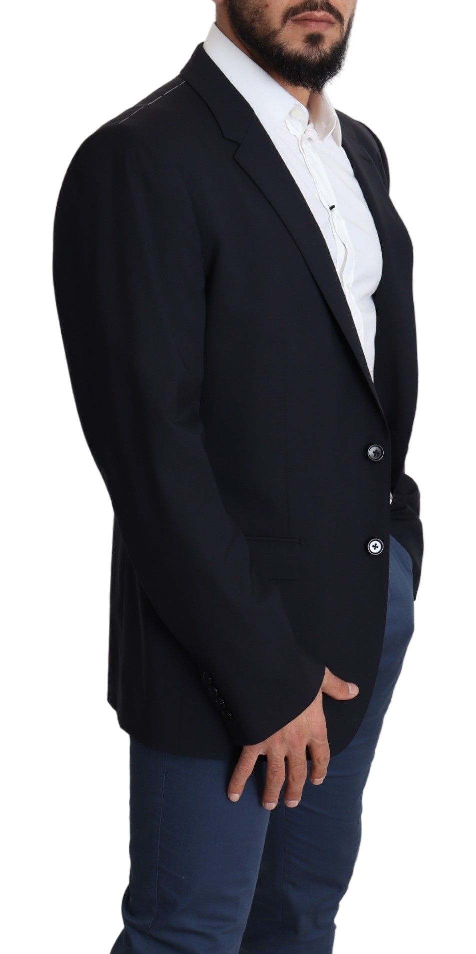 Dolce & Gabbana Black Wool Stretch Men Coat MARTINI Men's Blazer