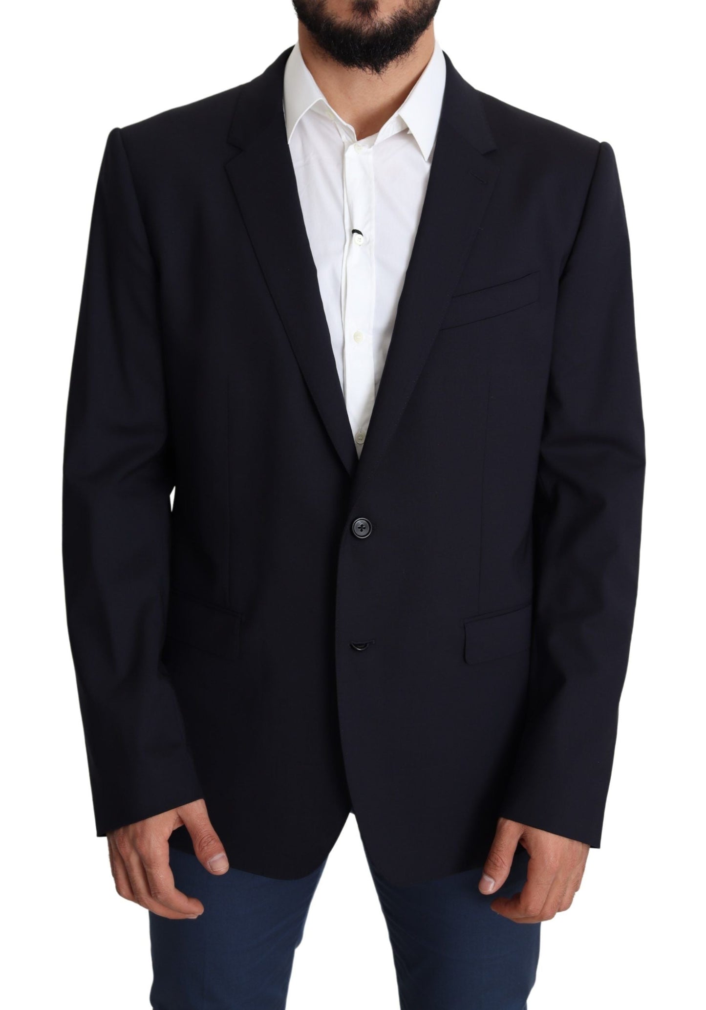 Dolce & Gabbana Black Wool Stretch Men Coat MARTINI Men's Blazer