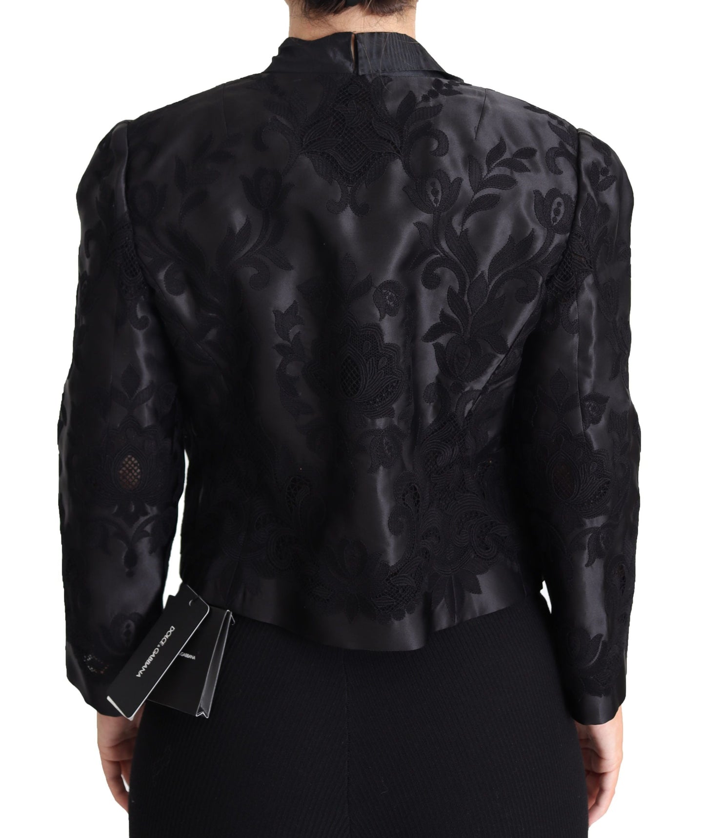 Dolce & Gabbana Black Lace Sheer Corset Organza Silk Women's Jacket