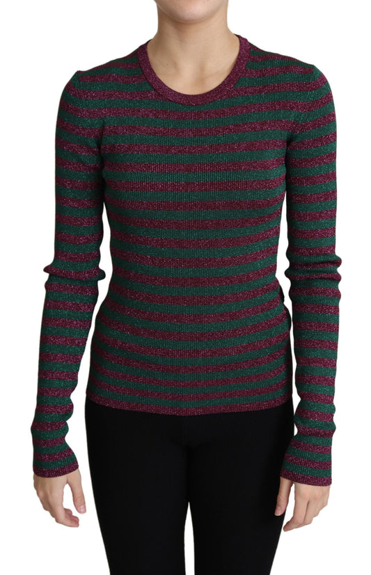 Dolce & Gabbana Multicolor Stripes Crew Neck Pullover Women's Sweater