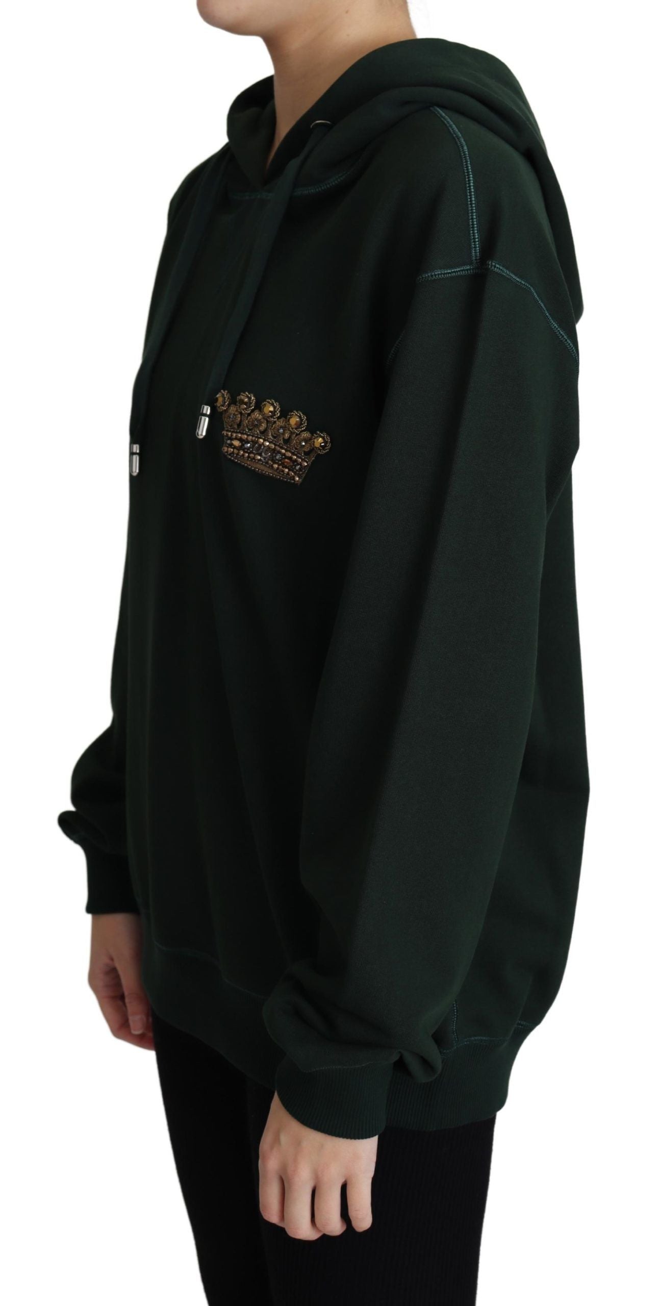Dolce & Gabbana Dark Green Crown Embroidery Women's Hoodie