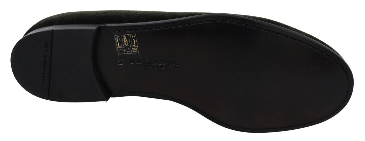 Dolce & Gabbana Green Velvet Slip On Mens Loafers Men's Shoes