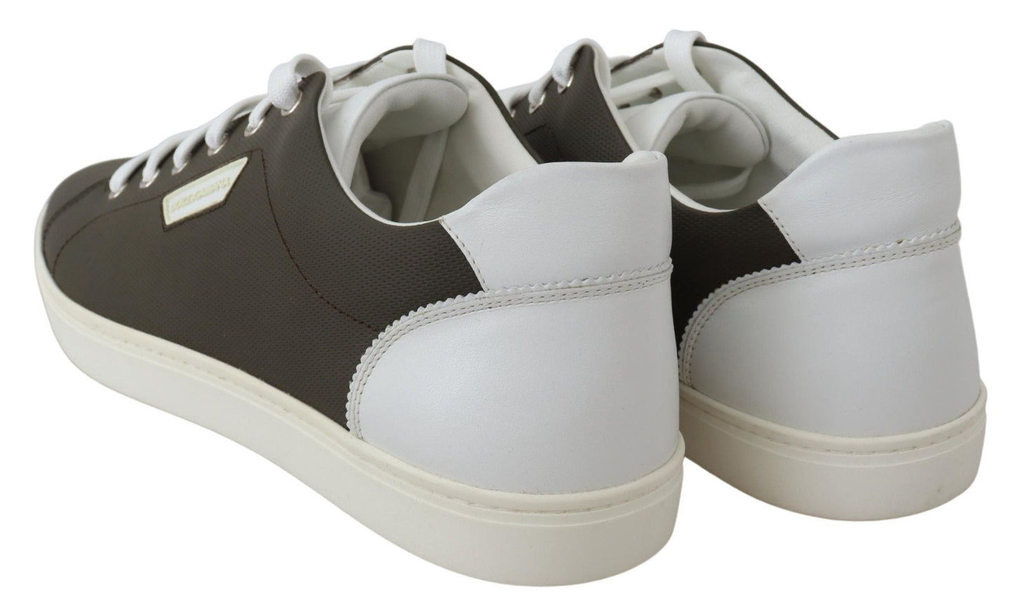 Dolce & Gabbana White Green Leather Low Top Sneakers Men's Shoes