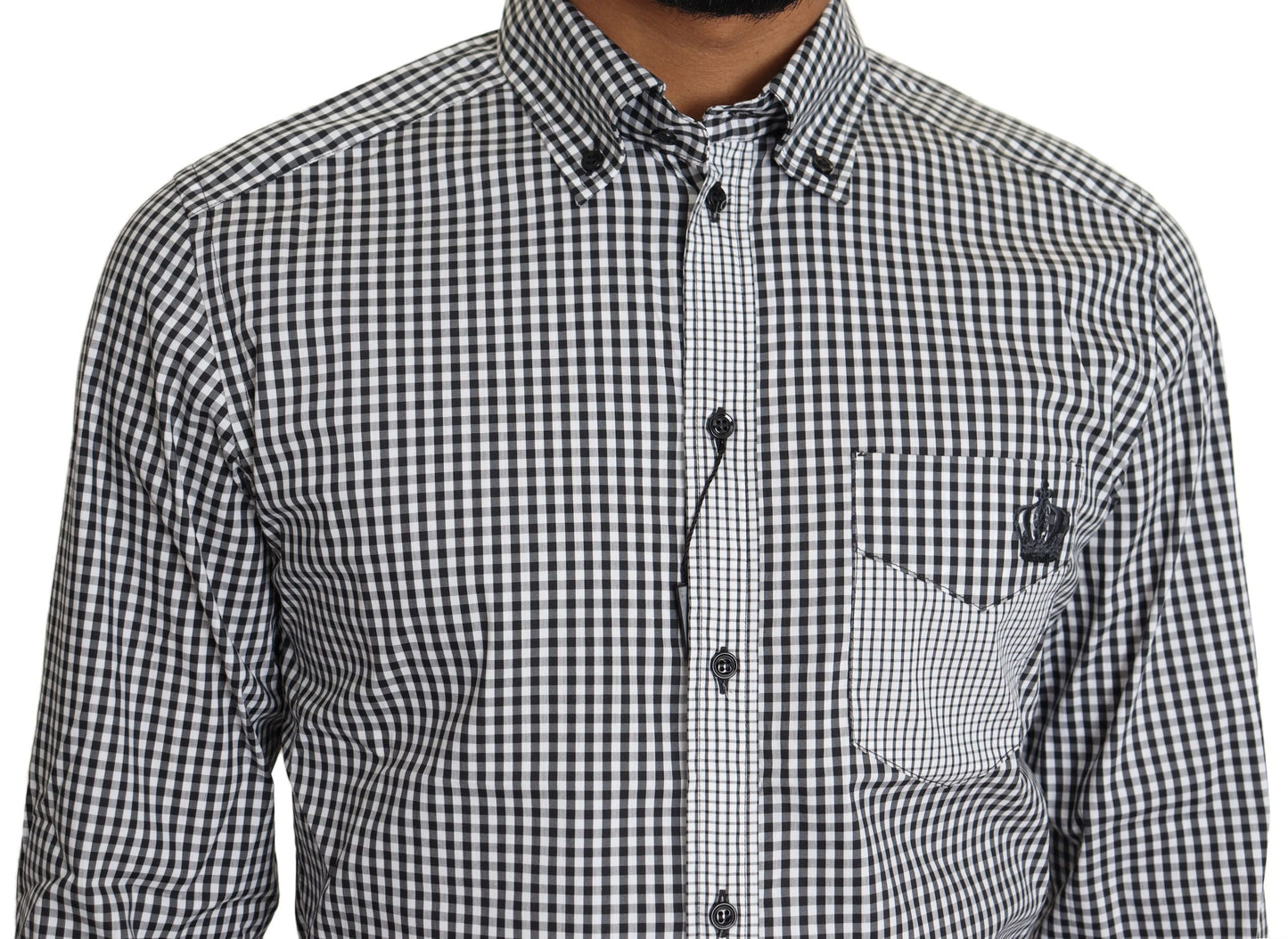 Dolce & Gabbana Black White Checkered Casual Men's Shirt