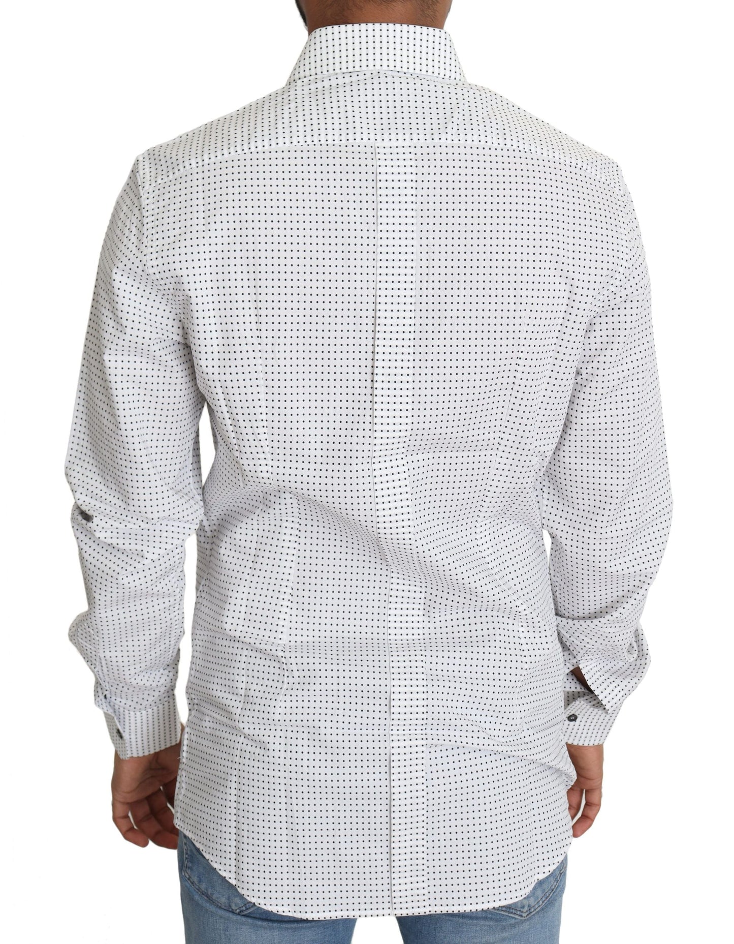 Dolce & Gabbana Black White Polka Dots Dress Men's Shirt