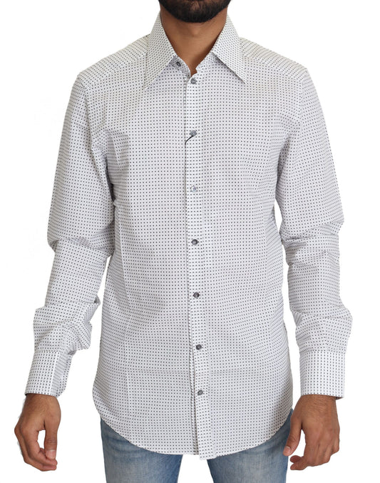 Dolce & Gabbana Black White Polka Dots Dress Men's Shirt