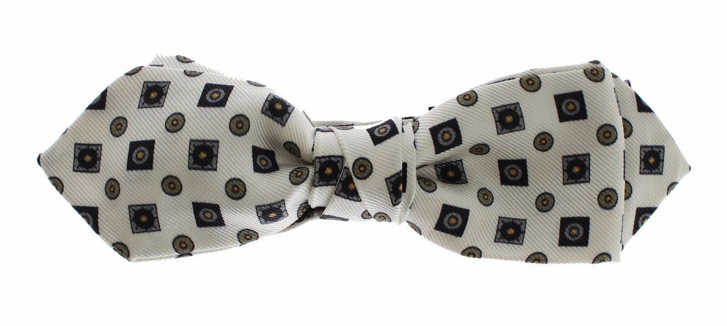 Dolce & Gabbana White Silk Bowtie Leather Men Belt Gift Men's Box