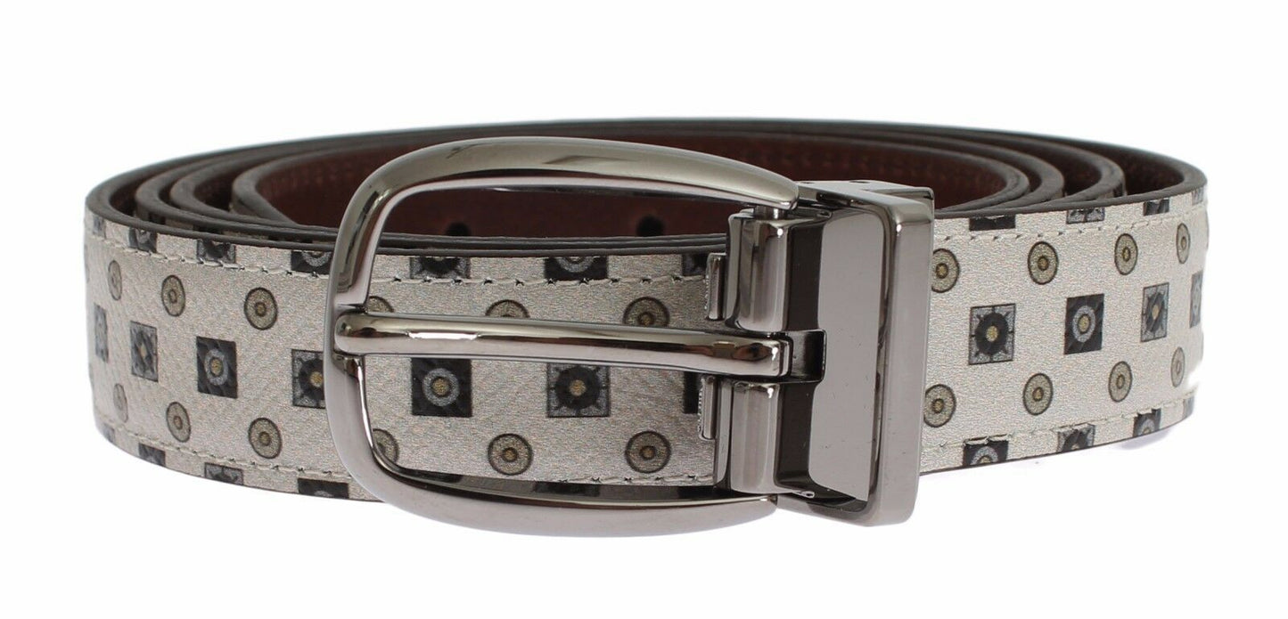 Dolce & Gabbana White Silk Bowtie Leather Men Belt Gift Men's Box