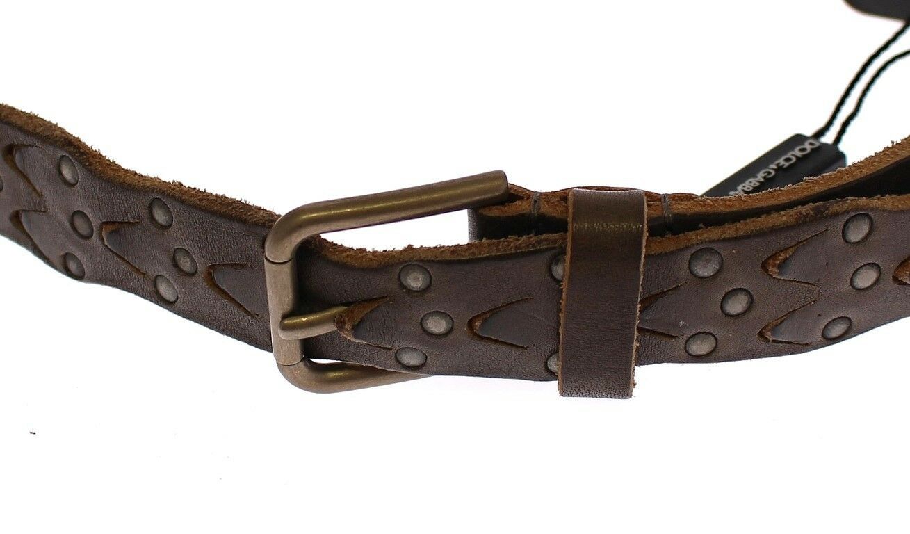 Dolce & Gabbana Brown Leather Logo Cintura G��rtel Men's Belt