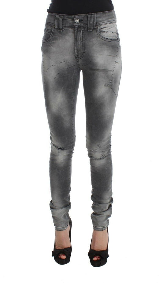 John Galliano Gray Wash Cotton Blend Slim Fit Denim Jeans Women's Pants