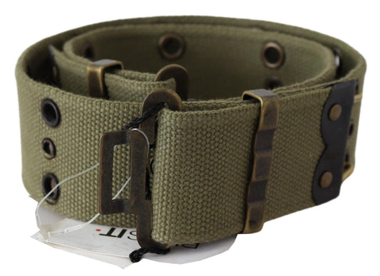 Ermanno Scervino Green 100% Cotton Rustic Bronze Buckle Women's Belt