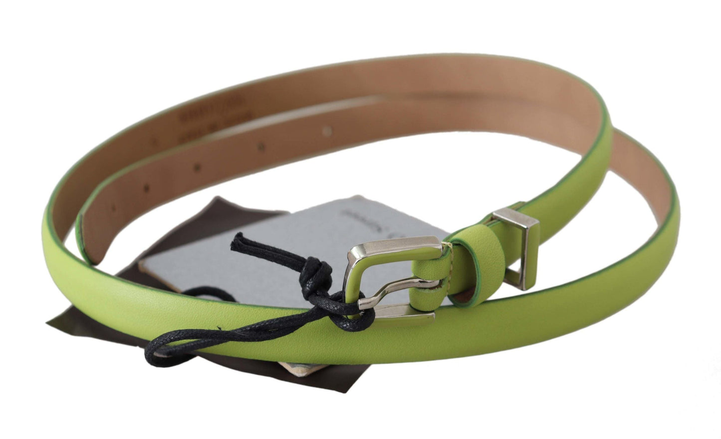Scervino Street Green Leather Chartreuse Silver Green Buckle Women's Belt