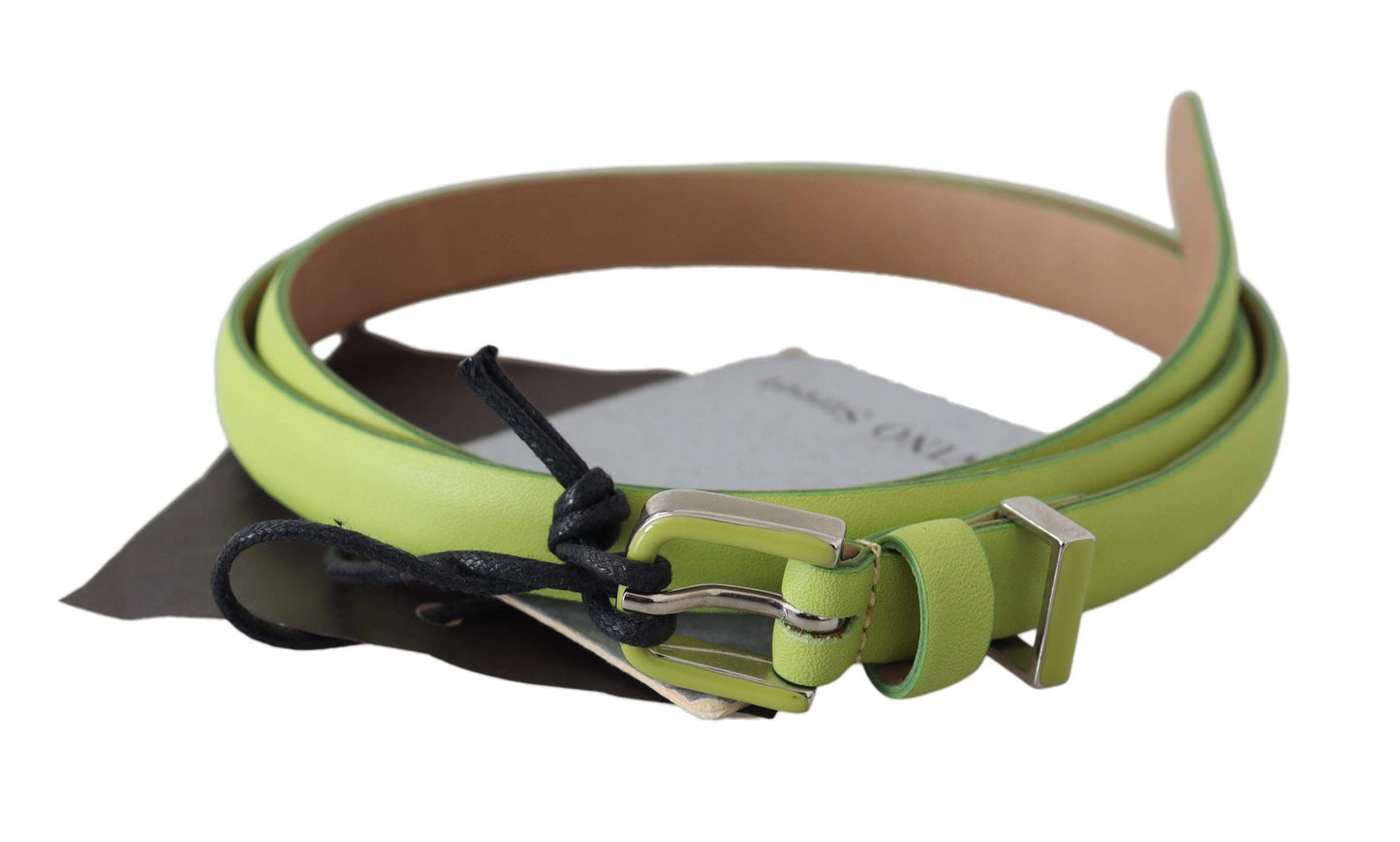 Scervino Street Green Leather Chartreuse Silver Green Buckle Women's Belt