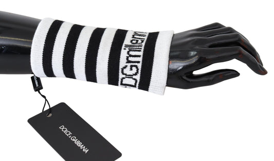 Dolce & Gabbana Black White Wool DGMillennials Wristband Men's Wrap