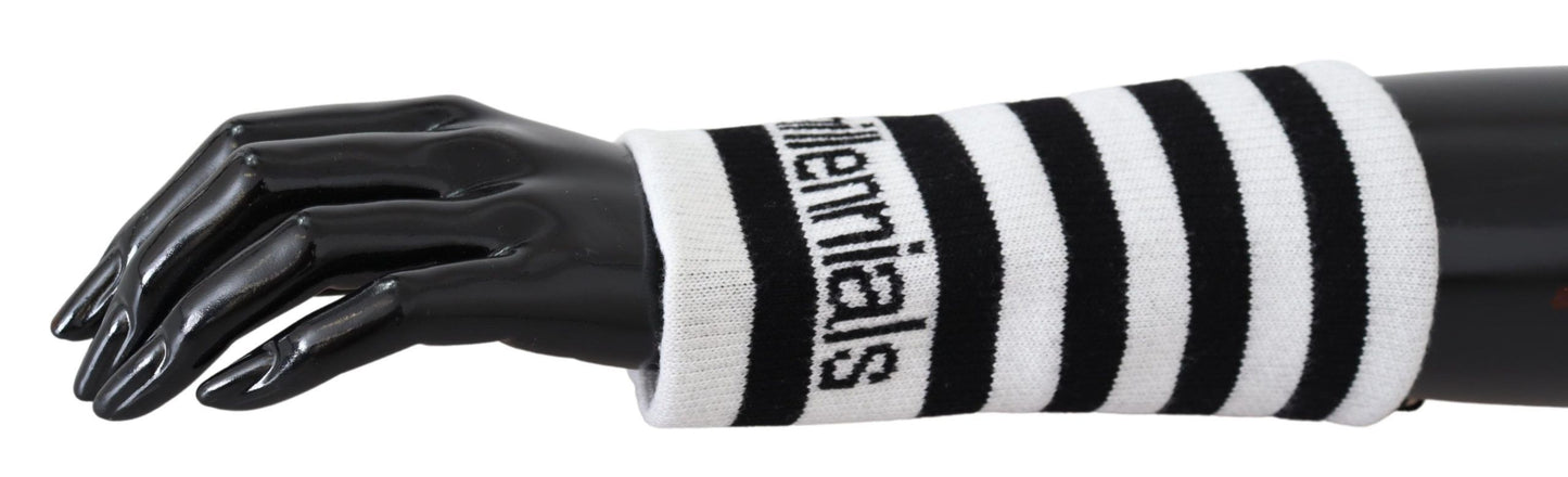 Dolce & Gabbana Black White Wool DGMillennials Wristband Men's Wrap