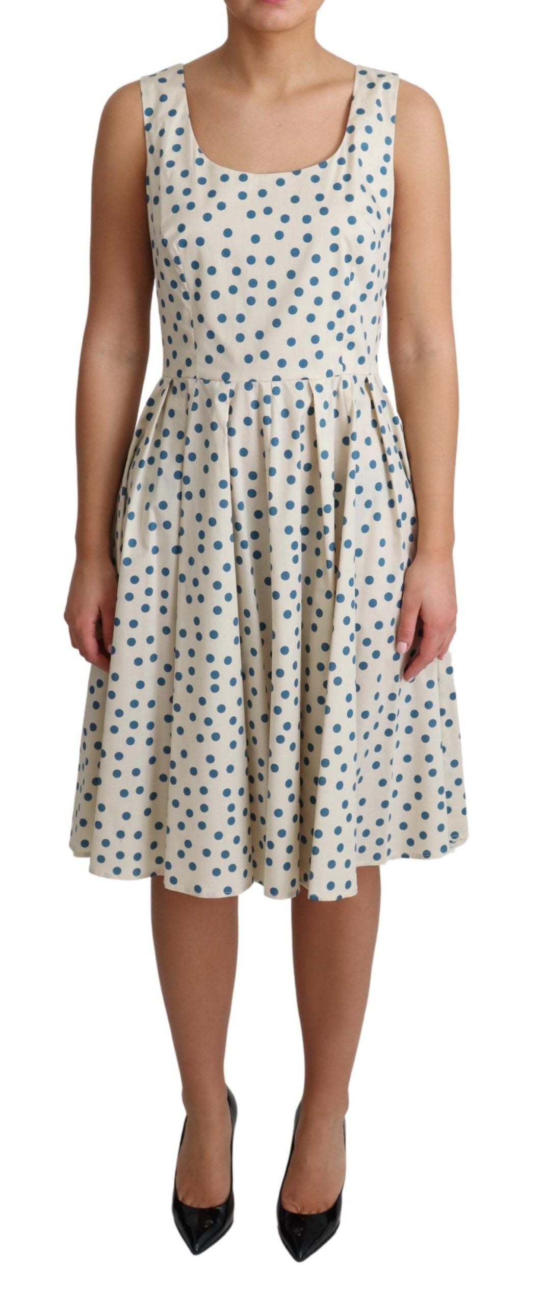 Dolce & Gabbana Beige Dotted Cotton A-Line Gown Women's Dress