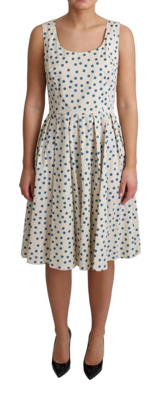 Dolce & Gabbana Beige Dotted Cotton A-Line Gown Women's Dress
