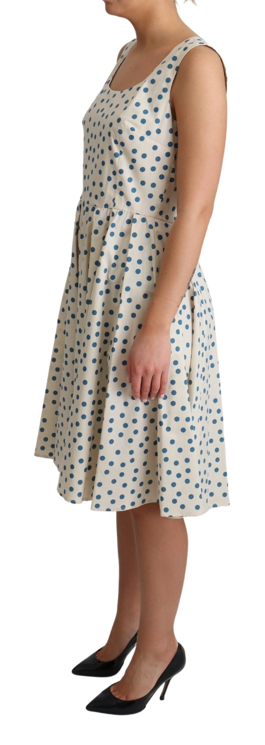 Dolce & Gabbana Beige Dotted Cotton A-Line Gown Women's Dress