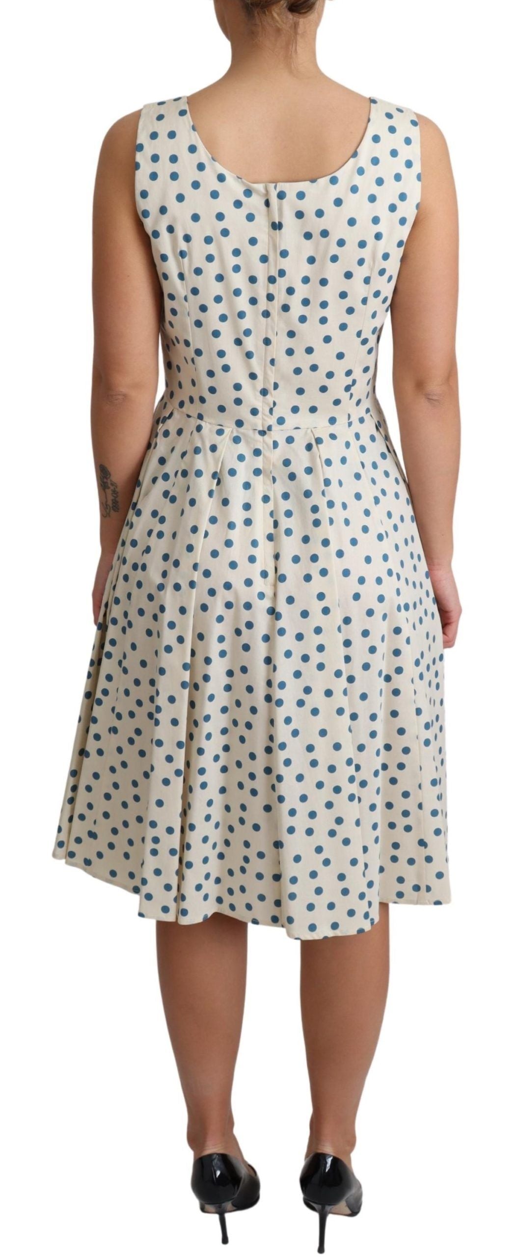 Dolce & Gabbana Beige Dotted Cotton A-Line Gown Women's Dress