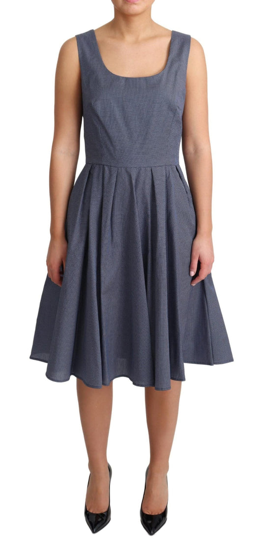Dolce & Gabbana Blue Polka Cotton A-Line Stretch Women's Dress