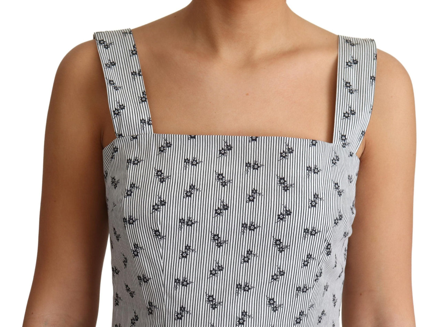 Dolce & Gabbana Blue White Floral Cotton A-Line Women's Dress