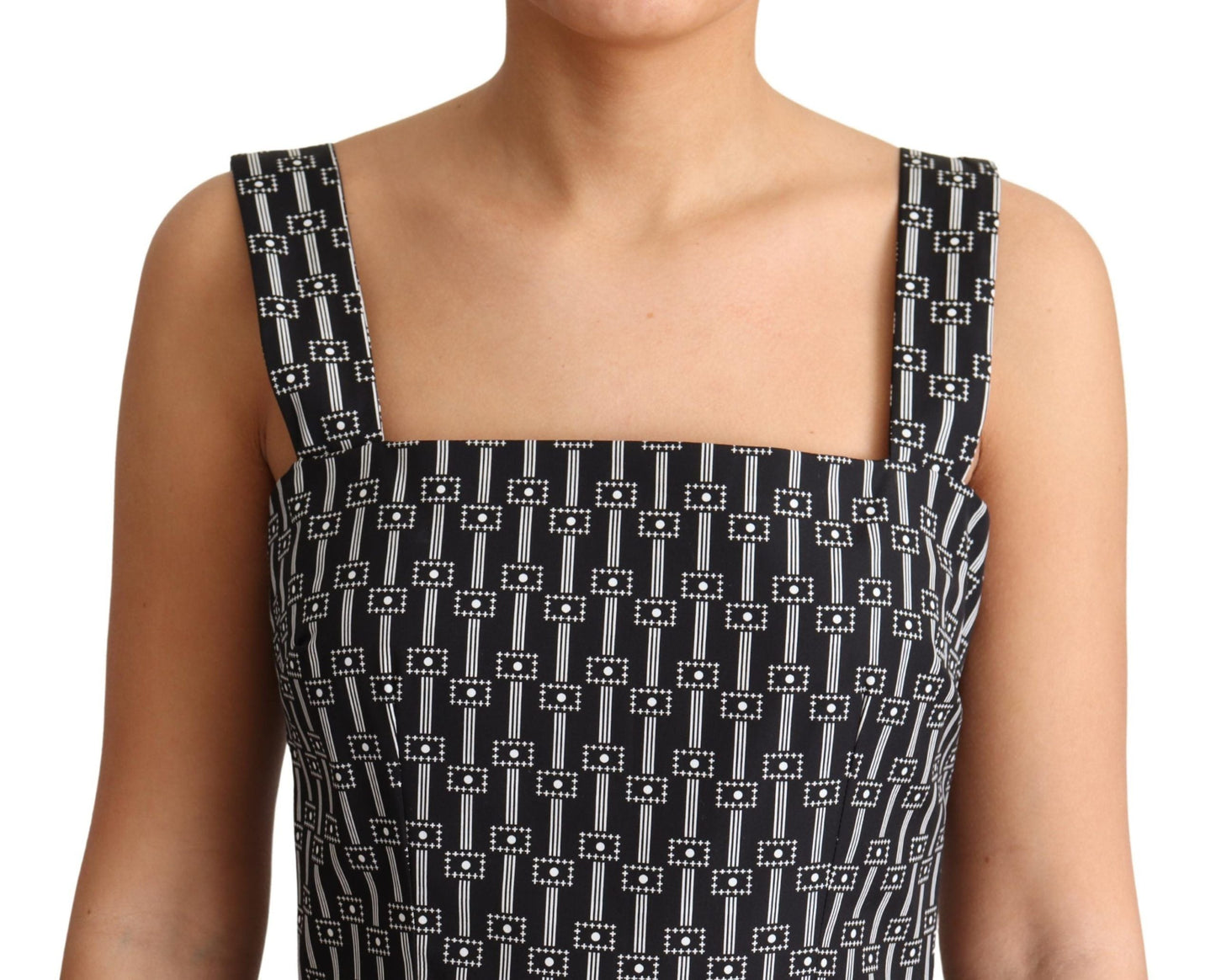 Dolce & Gabbana Black White Pattern Cotton A-Line Women's Dress