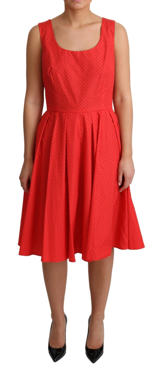 Dolce & Gabbana Red Polka Dotted Cotton A-Line  Women's Dress