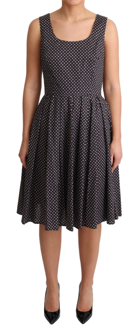 Dolce & Gabbana Black Floral Cotton A-Line Stretch Women's Dress