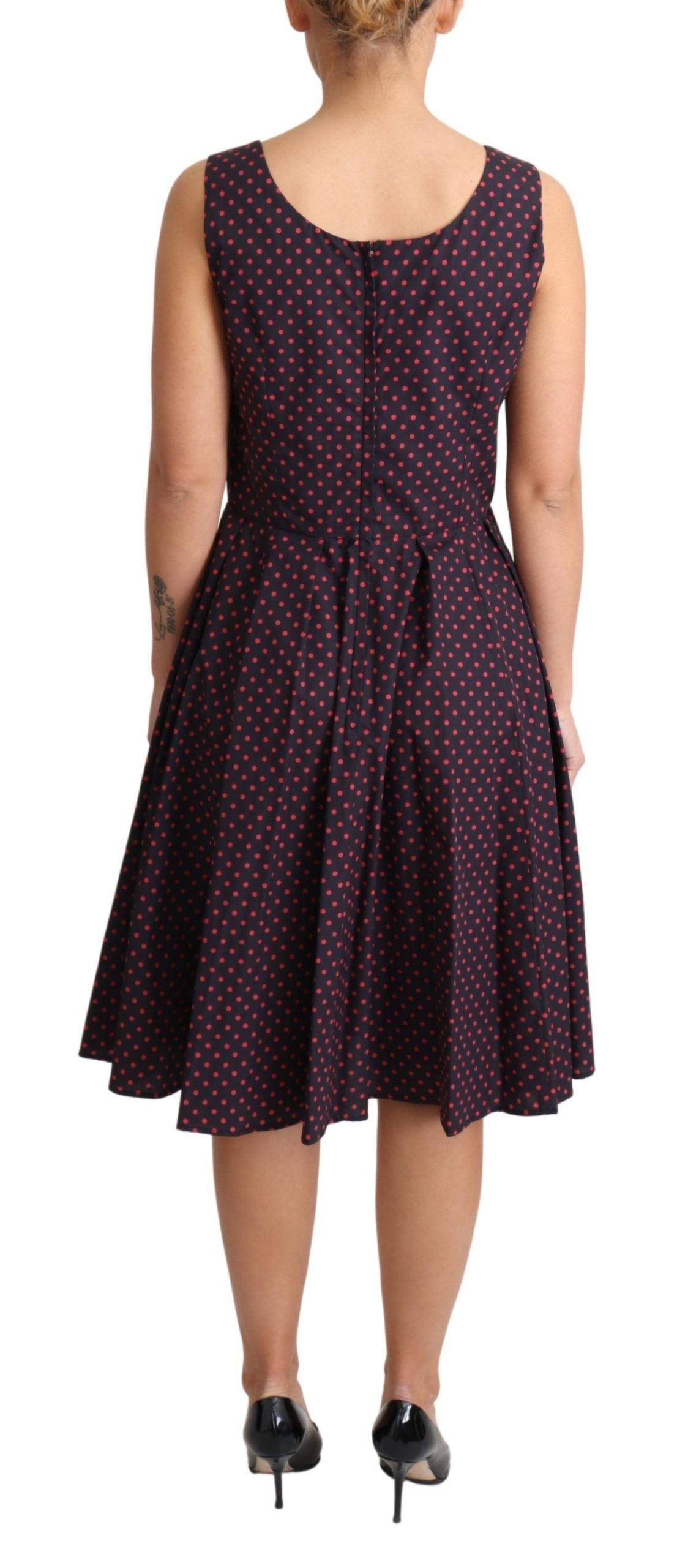 Dolce & Gabbana Red Blue Polka Cotton A-Line Gown Women's Dress