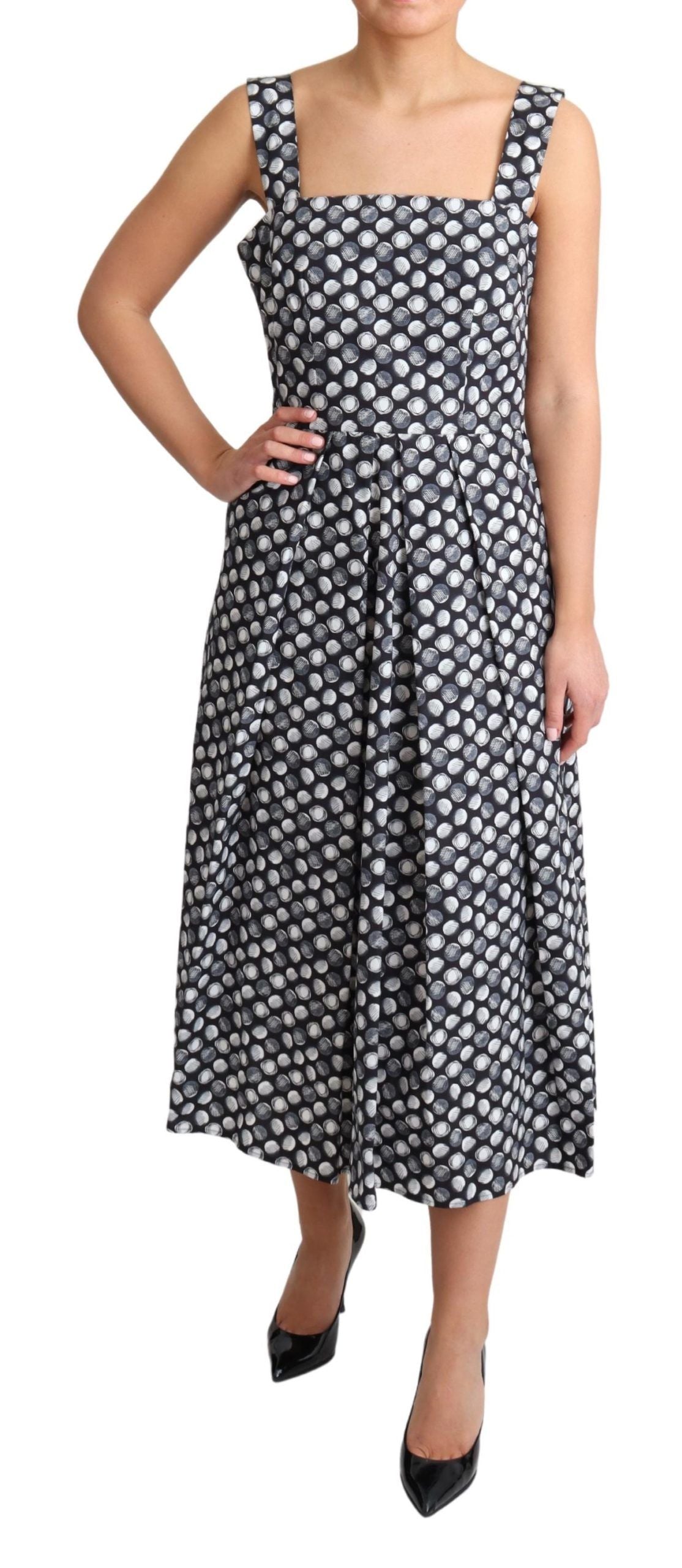 Dolce & Gabbana Blue Geometric Cotton A-Line Gown Women's Dress