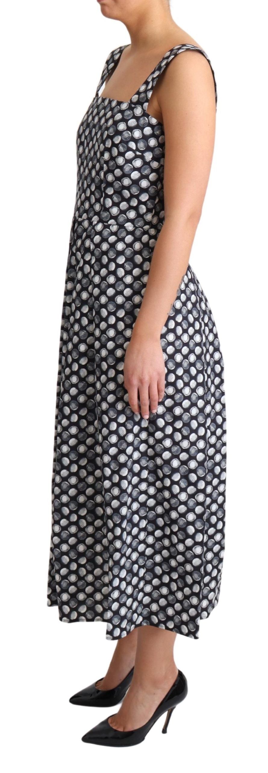 Dolce & Gabbana Blue Geometric Cotton A-Line Gown Women's Dress