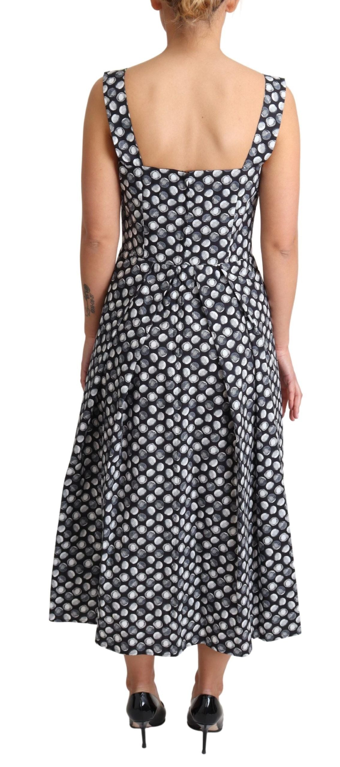 Dolce & Gabbana Blue Geometric Cotton A-Line Gown Women's Dress
