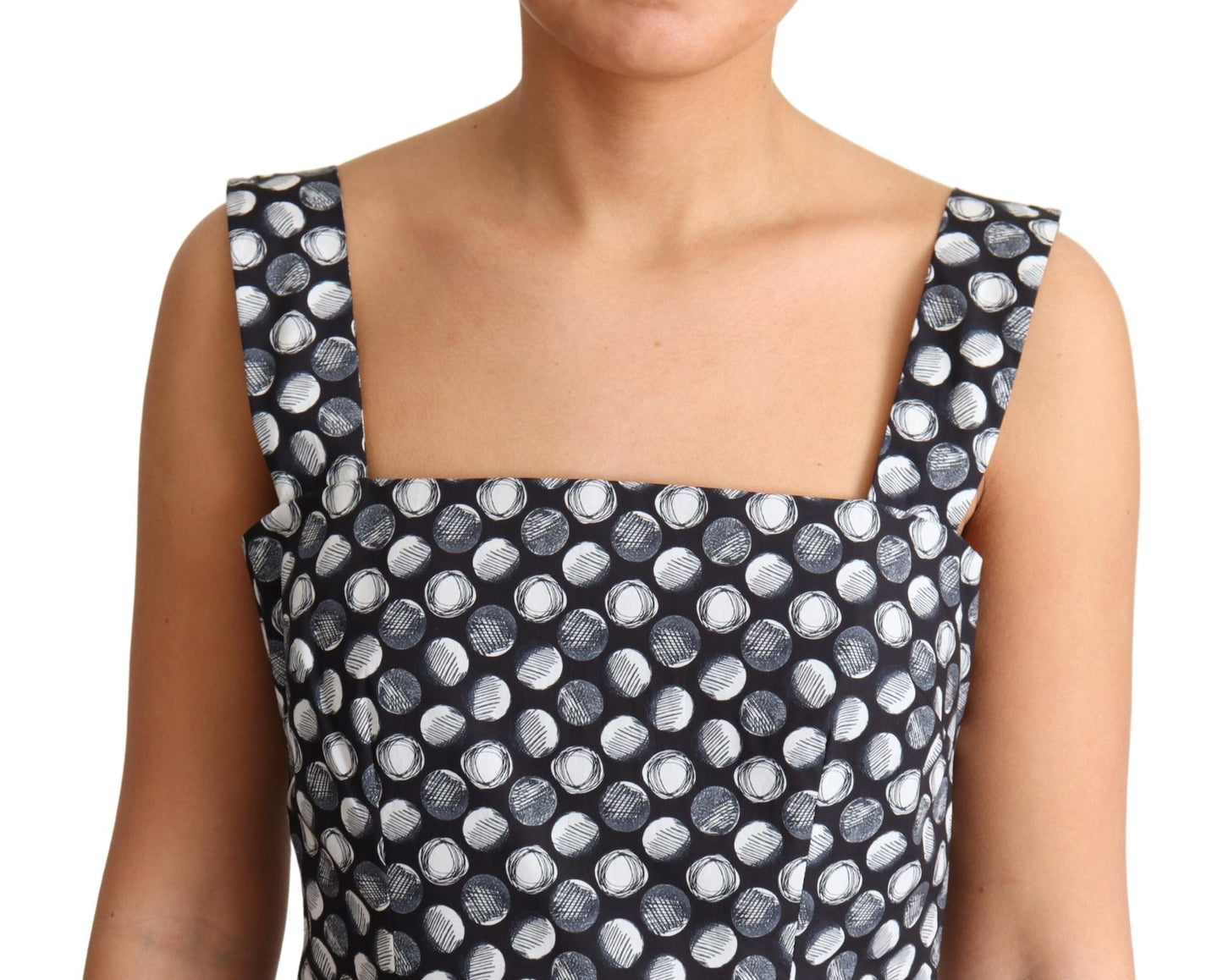 Dolce & Gabbana Blue Geometric Cotton A-Line Gown Women's Dress